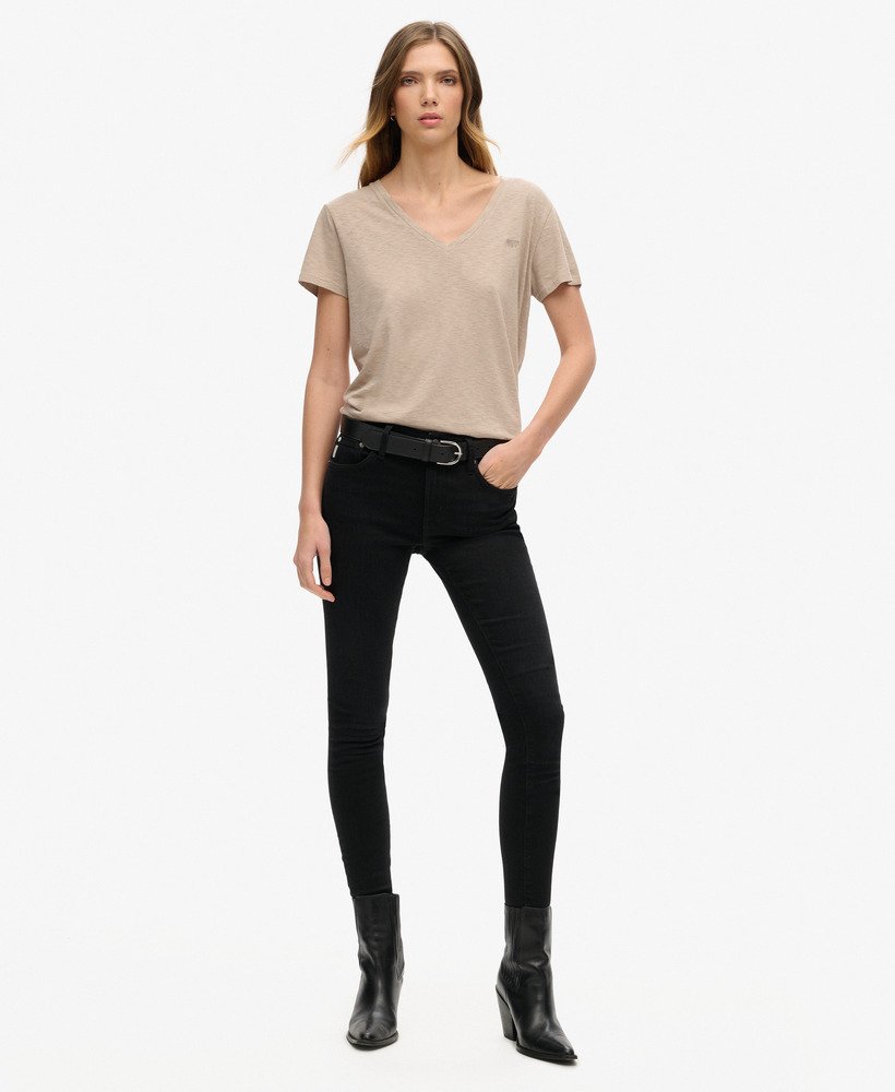 Slub V-Neck T-Shirt,  Taupe