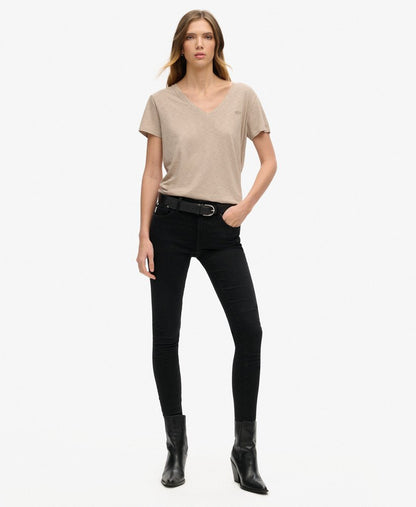 Slub V-Neck T-Shirt,  Taupe