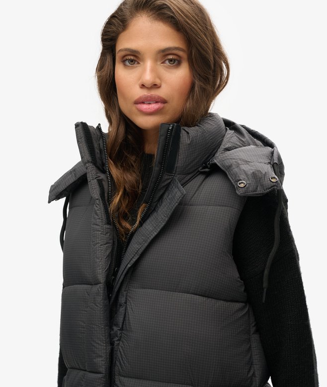 Hooded Ripstop Longline Gilet