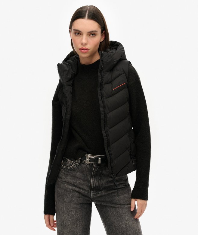 Hooded Microfibre Padded Gilet