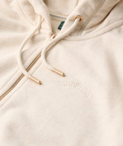 Essential Logo Zip Hoodie, Light Oat Marl