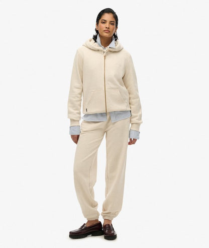 Essential Logo Zip Hoodie, Light Oat Marl