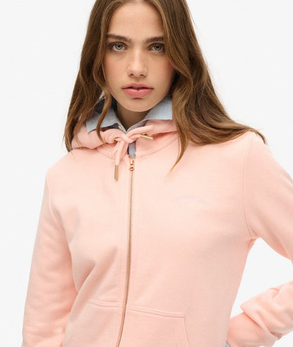 Essential Logo Zip Hoodie, Pale Rose Pink