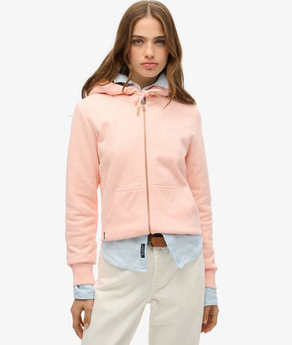 Essential Logo Zip Hoodie, Pale Rose Pink