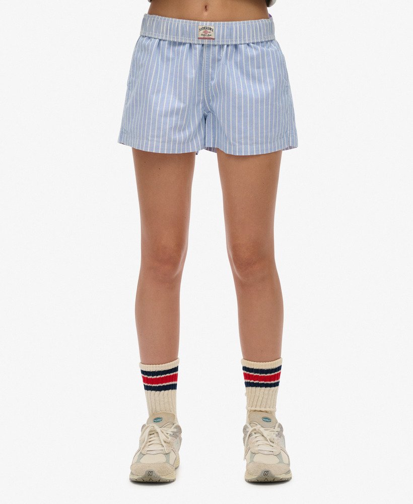 Superdry Stripe Elasticated Shorts, Light Blue