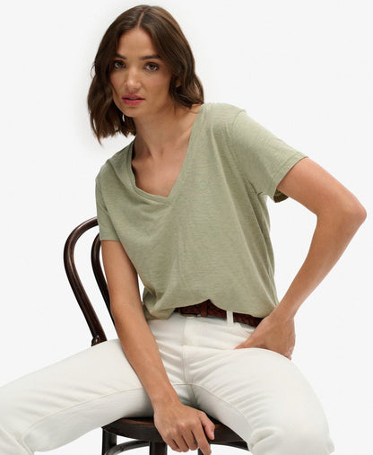Slub V-Neck T-Shirt,  Dusty Sage