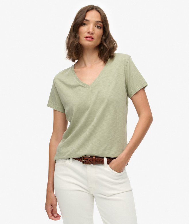 Slub V-Neck T-Shirt,  Dusty Sage