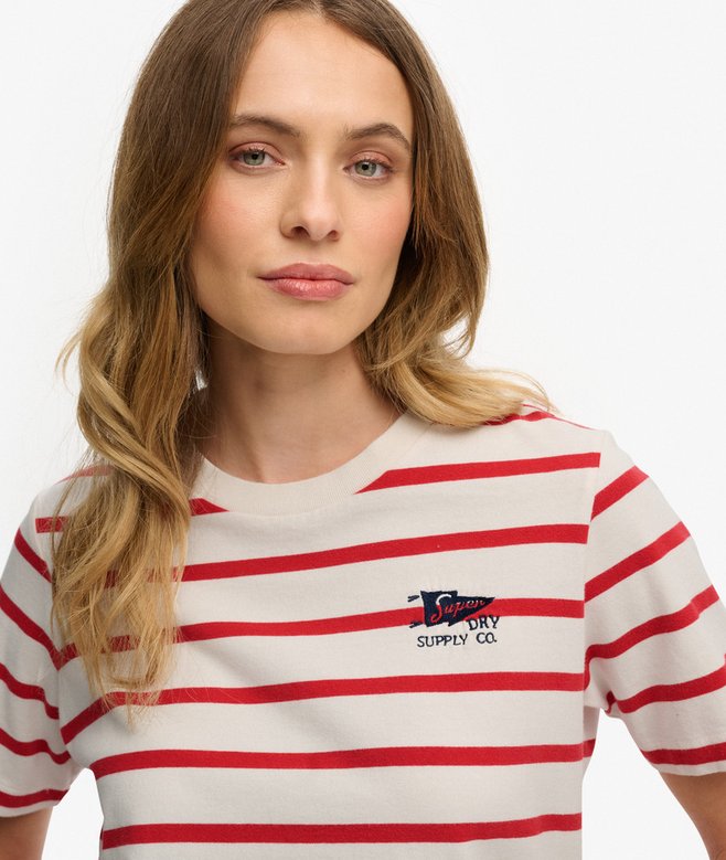 Superdry Heritage Hamptons Stripe T-Shirt, Red