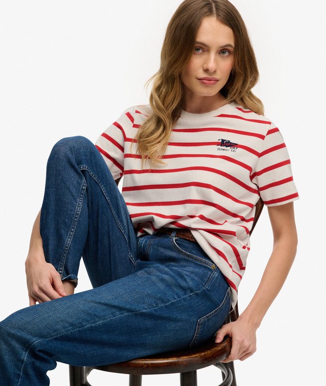 Superdry Heritage Hamptons Stripe T-Shirt, Red