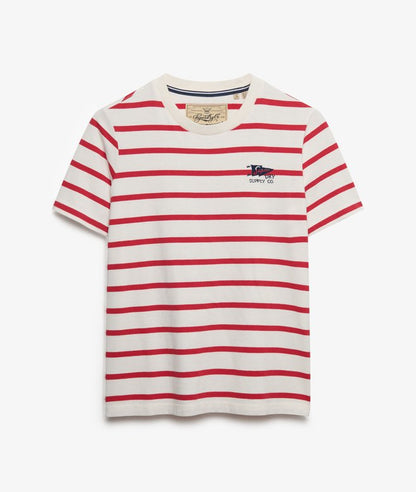 Superdry Heritage Hamptons Stripe T-Shirt, Red
