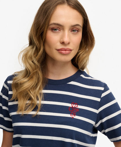 Superdry Heritage Hamptons Stripe T-Shirt, Navy