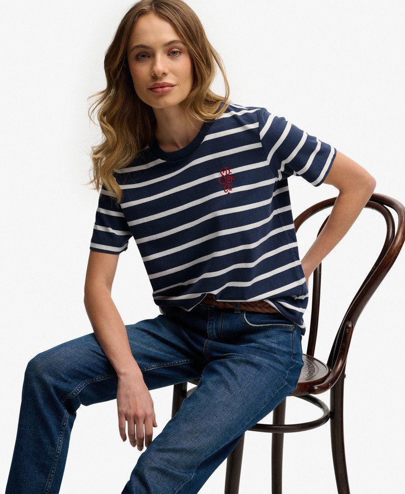 Superdry Heritage Hamptons Stripe T-Shirt, Navy