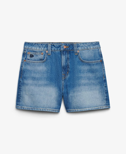 Mid Rise Denim Shorts