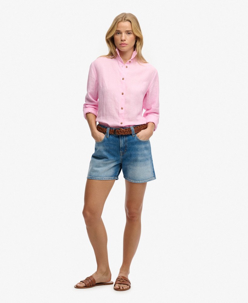 Mid Rise Denim Shorts