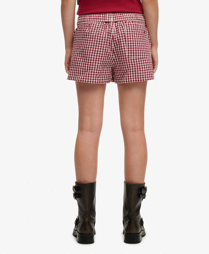 Superdry Gingham Elasticated Shorts, Red