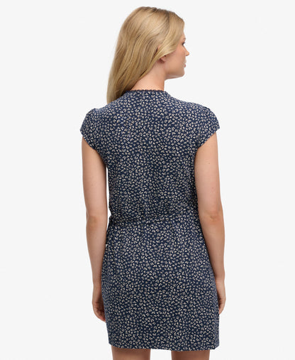 Floral Lace Trim Wrap Dress