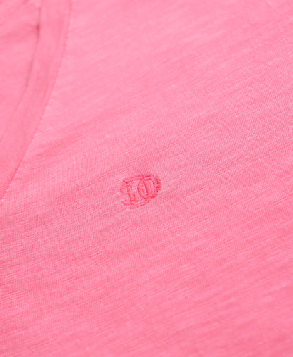 Slub V-Neck T-Shirt,  Pink