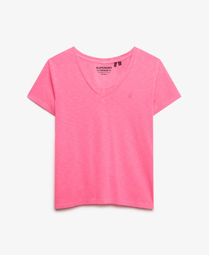 Slub V-Neck T-Shirt,  Pink