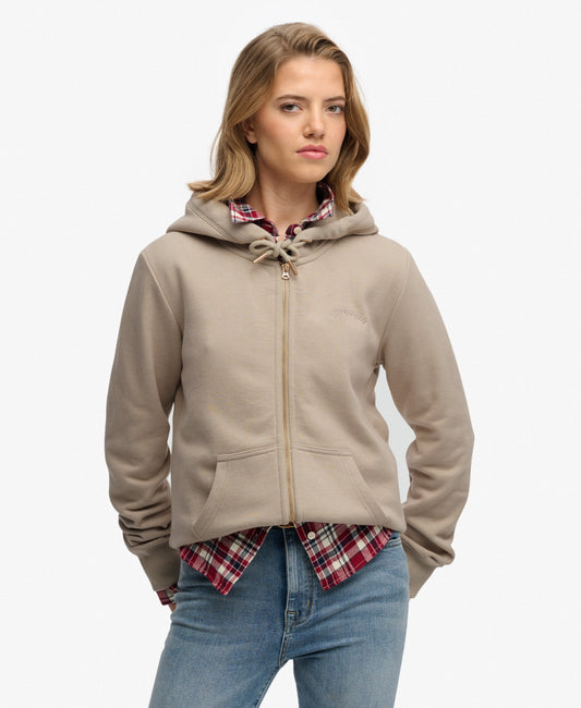 Essential Logo Zip Hoodie, Feather Grey