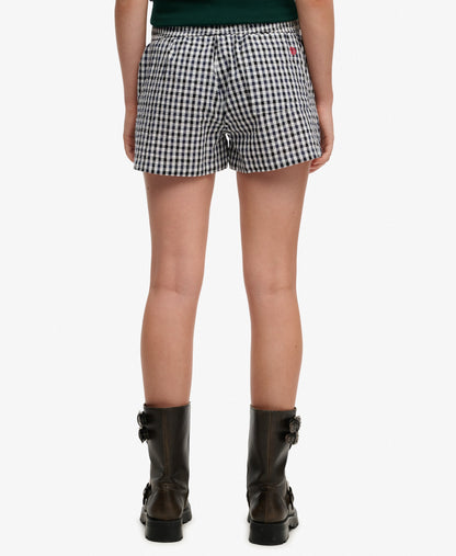 Superdry Gingham Elasticated Shorts, Navy