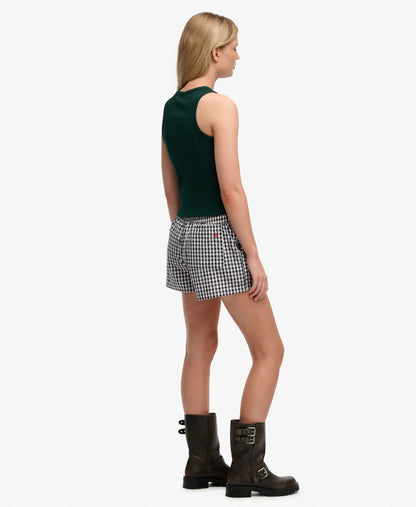 Superdry Gingham Elasticated Shorts, Navy