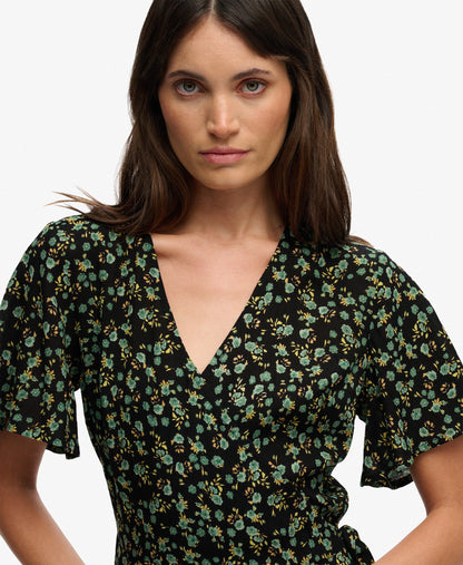 Floral Mini Wrap Dress