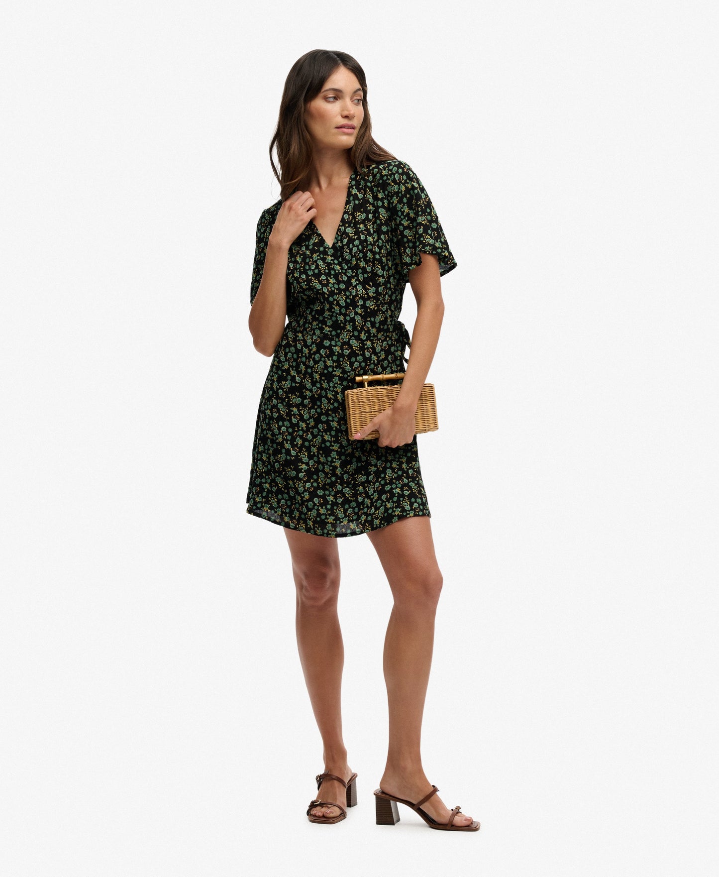 Floral Mini Wrap Dress
