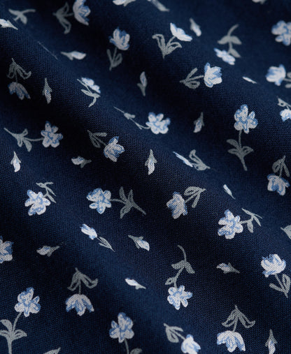 Ditsy Floral Bardot Top, Navy/Off White