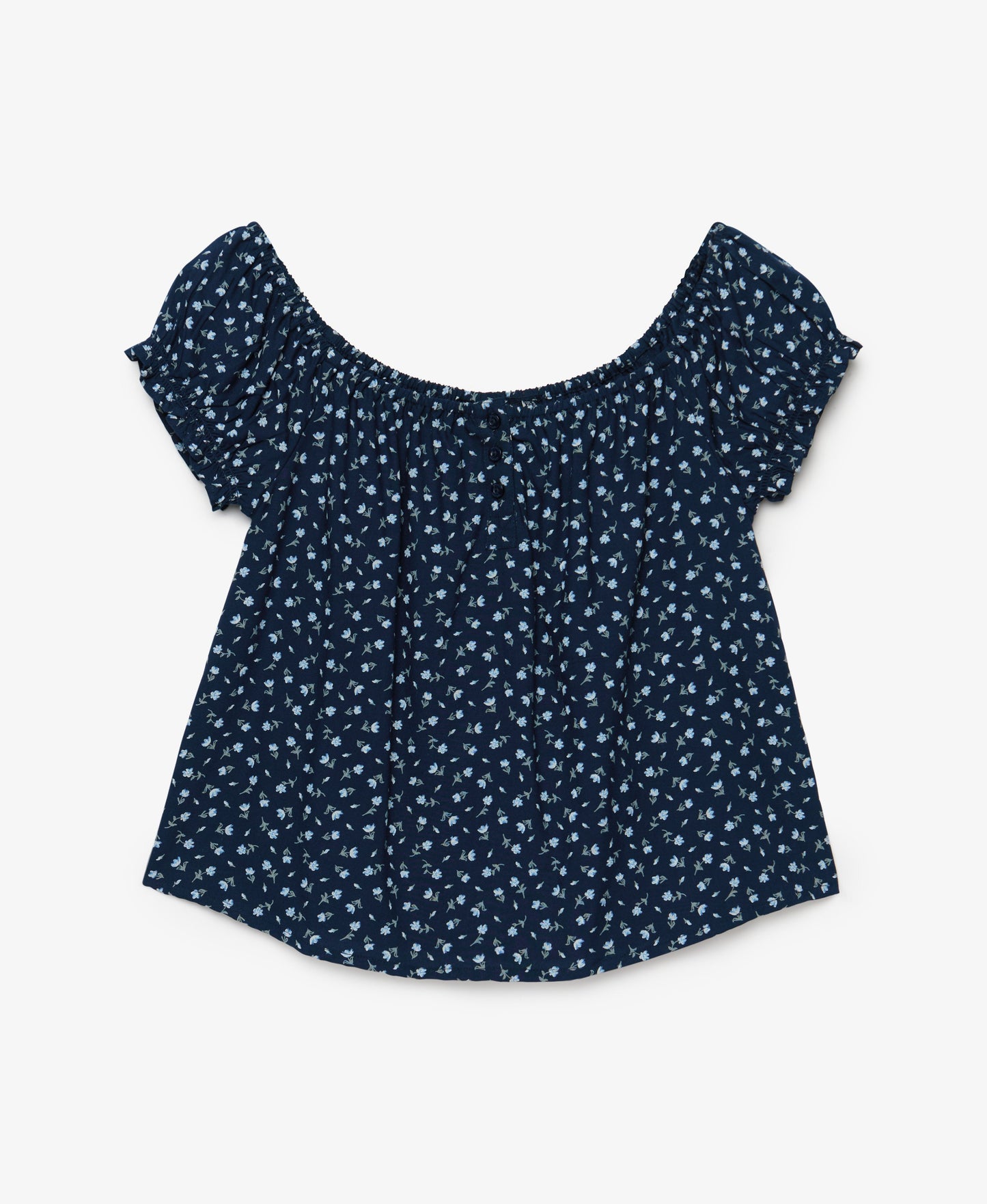 Ditsy Floral Bardot Top, Navy/Off White