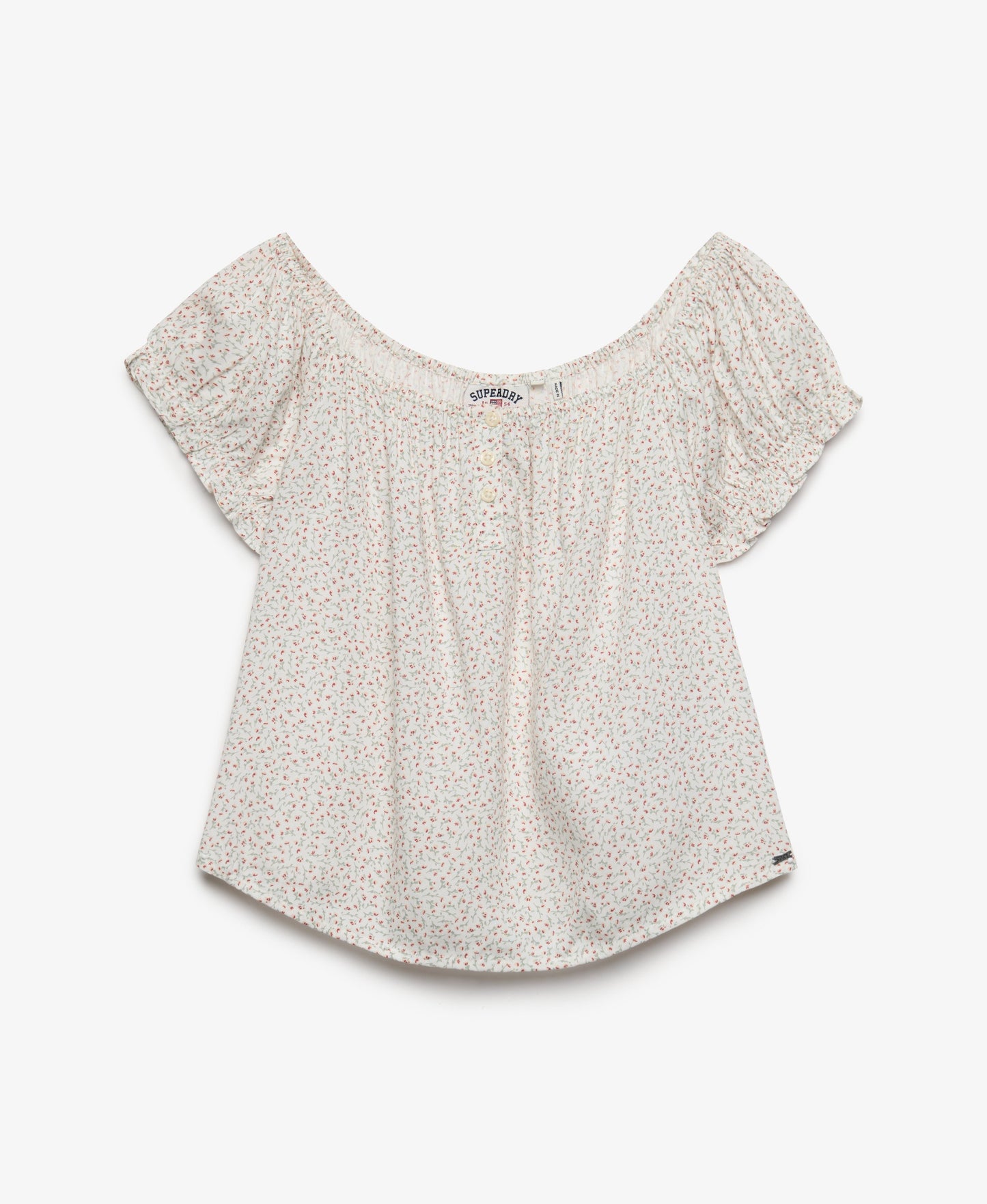 Ditsy Floral Bardot Top, Off White