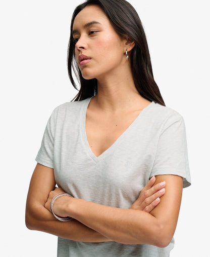 Slub V-Neck T-Shirt,  Light Grey