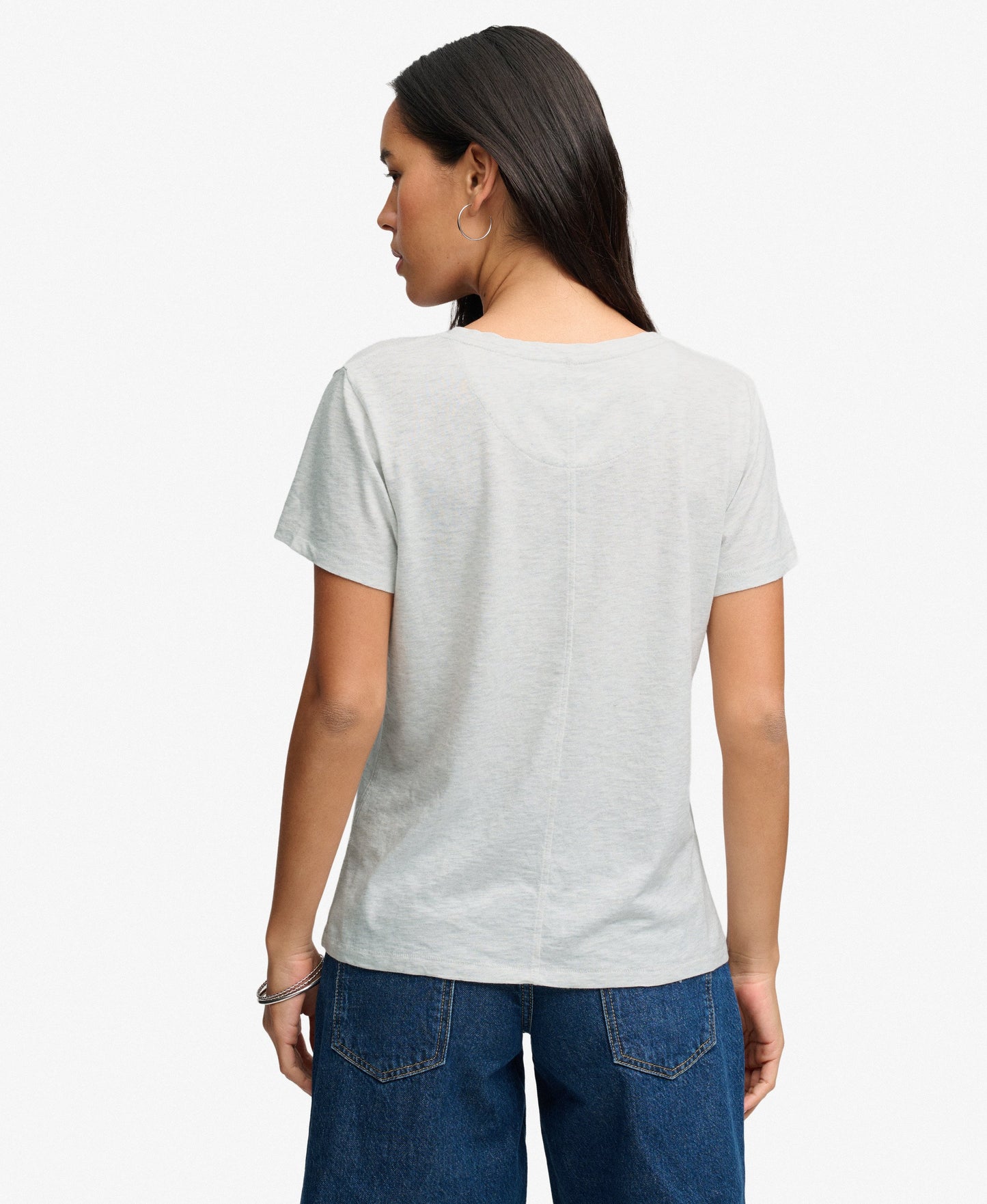 Slub V-Neck T-Shirt,  Light Grey