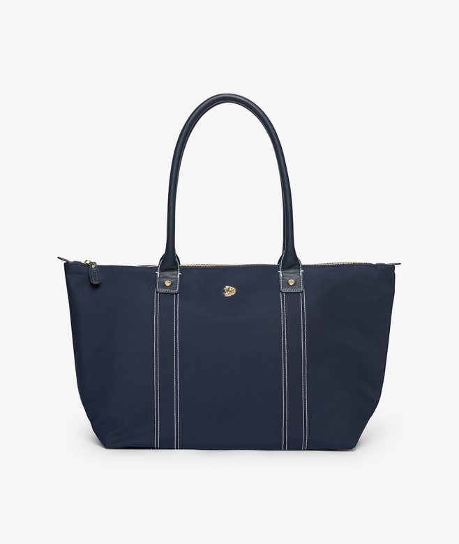 Large Zip Top Tote Bag, Navy