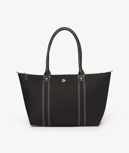 Large Zip Top Tote Bag, Black