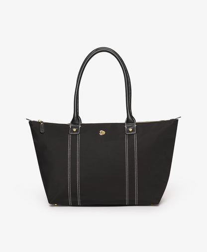 Large Zip Top Tote Bag, Black