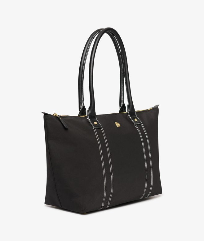 Large Zip Top Tote Bag, Black