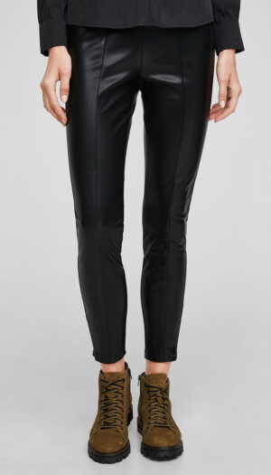 Vegan Leather Trousers with Zip Detail in Black - The Purple Orange